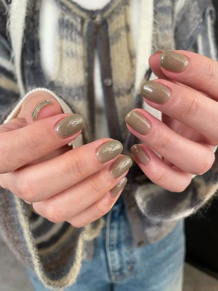 ネイル グリーン ラメ(グリッター) ハンドネイル roof nailのネイルデザイン