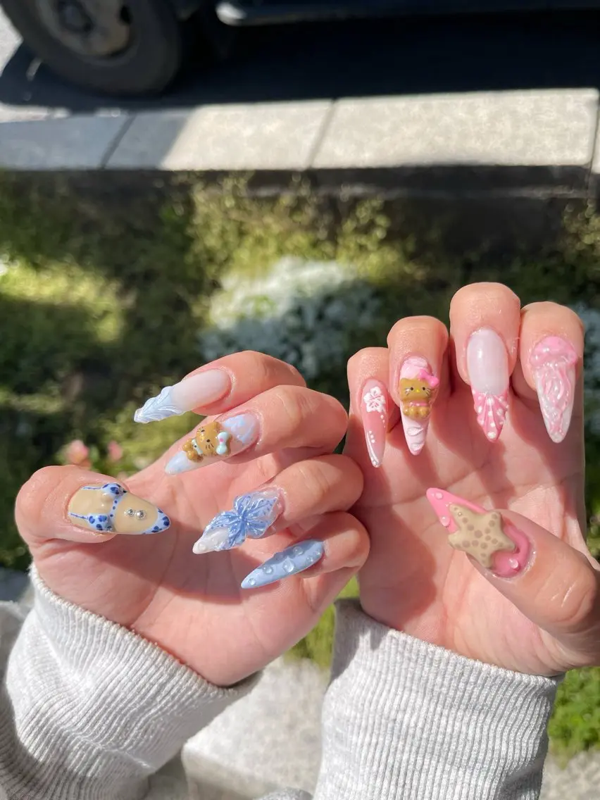 ネイル アートネイル フレンチネイル ジェルネイル グラデーション 韓国ネイル さくら💮💮 【オフ無料】のネイルデザイン