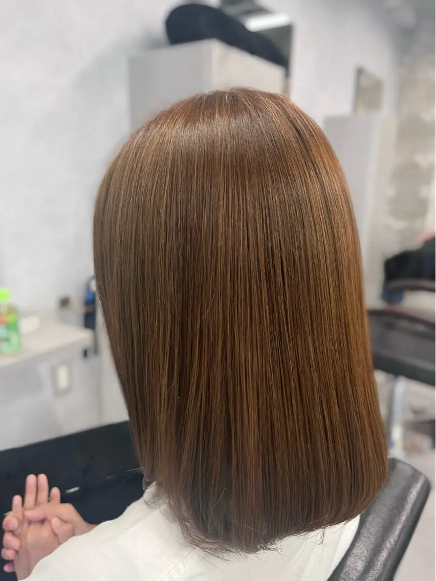 セミロング カラー アッシュ 透明感カラー オオバ｜ 理想寄せのヘアスタイル
