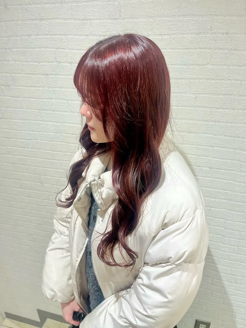 ロング カラー ブリーチ ブリーチなしカラー レッドカラー ヘアカラー ハイトーンカラー🎀 はなえのヘアスタイル