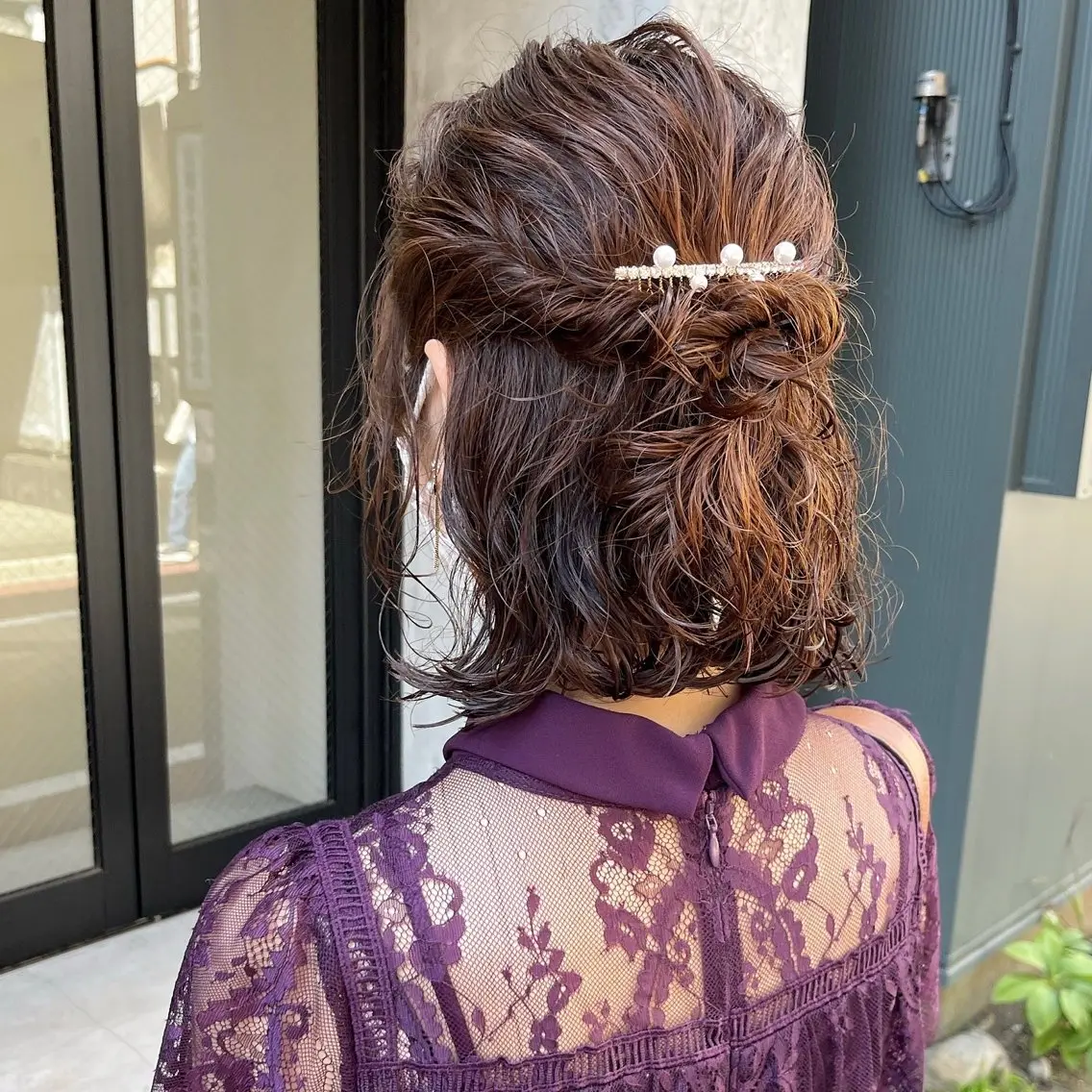ヘアアレンジ ハーフアップ 結婚式・ブライダル ヘアセット 🍎みついじゅん🍏 ボブ指名No.1のヘアスタイル