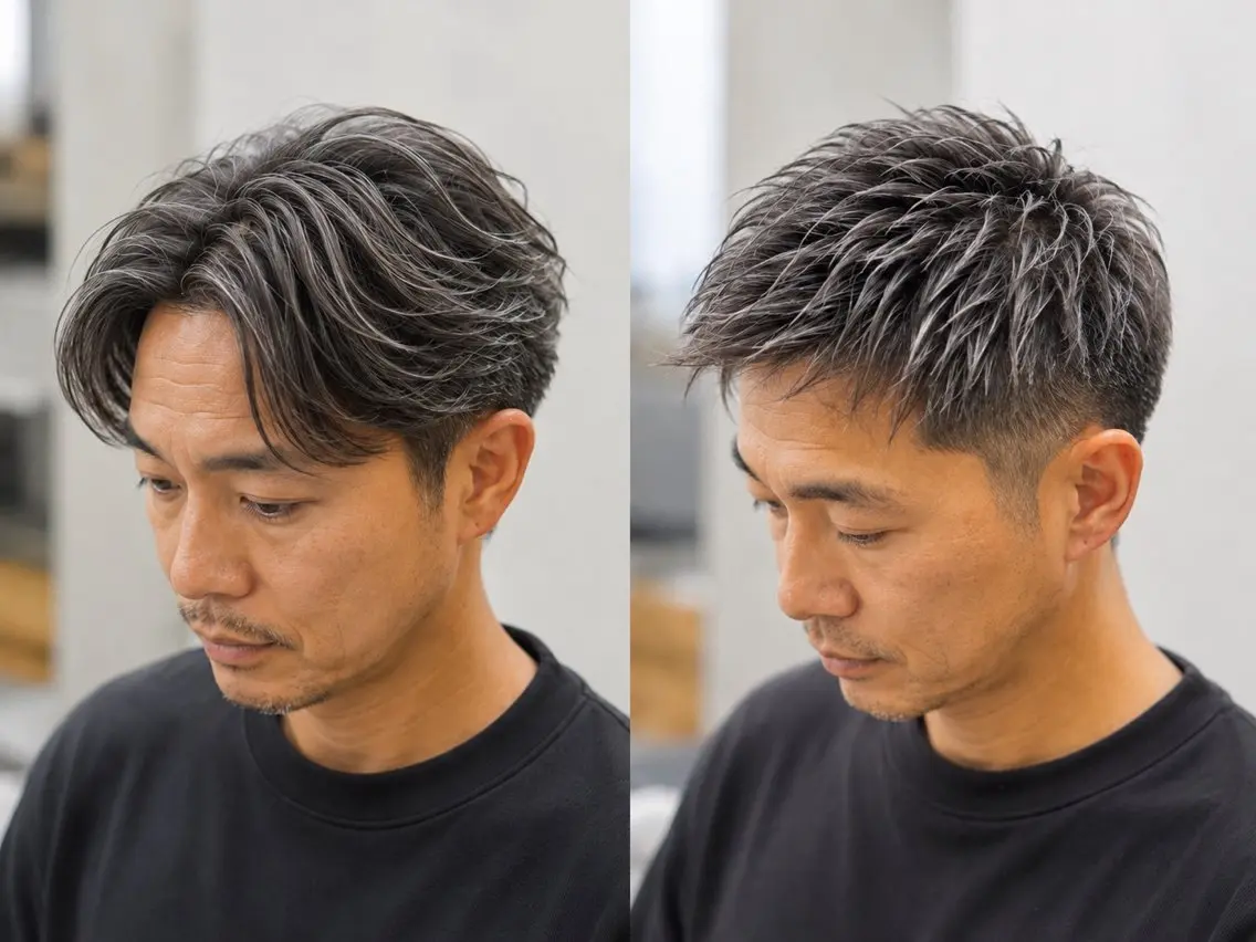 【40・50代男性限定】白髪を活かす細かめメッシュ＋グレイカラー（カット込み）の写真