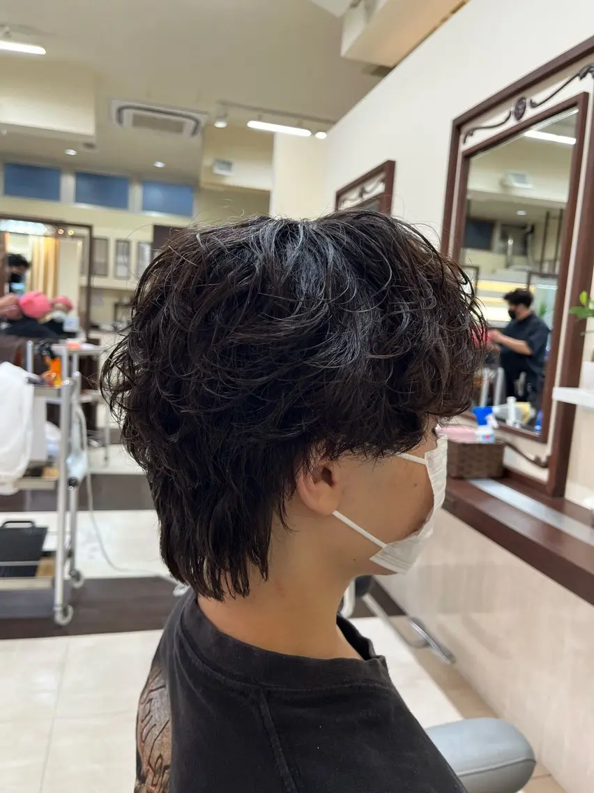 ショート パーマ メンズ マッシュウルフ マッシュ メンズパーマ メンズウルフカット ウルフカット 🧊メンズ特化🧊 高木航希のヘアスタイル