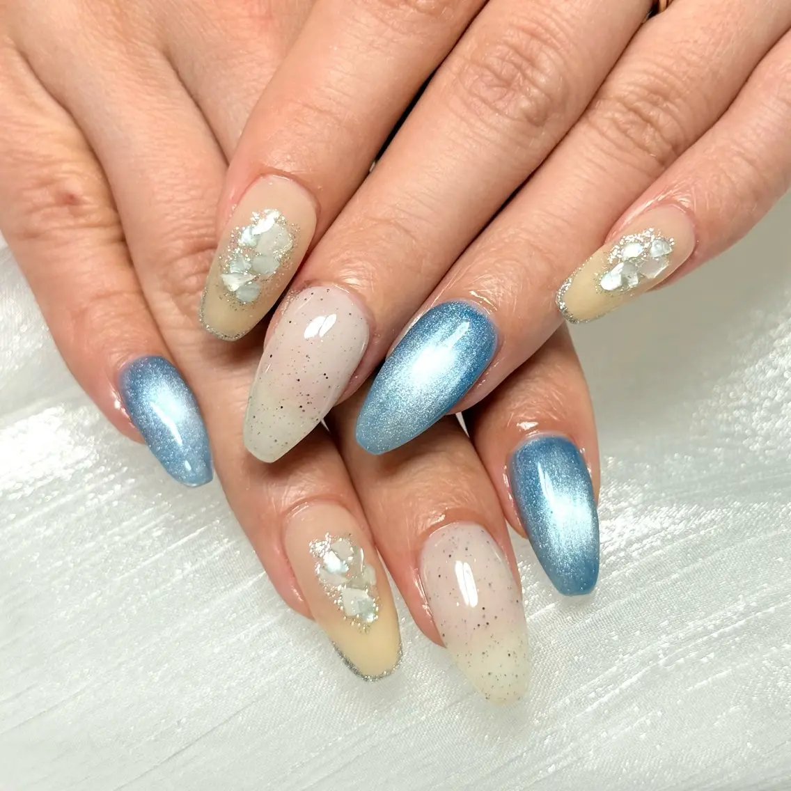 ネイル ブルー ハンドネイル calm nailのネイルデザイン