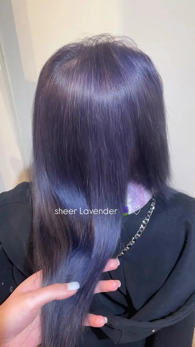 セミロング カラー ラベンダーカラー ヘアカラー トリートメント おくにし はなのヘアスタイル