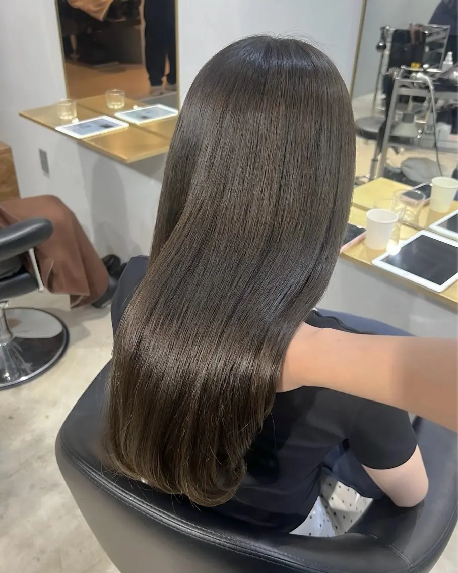 セミロング カラー ブリーチ ダブルカラー ブリーチなしカラー カット ヘアカラー トリートメント akane/オリーブ /ボブパーマのヘアスタイル