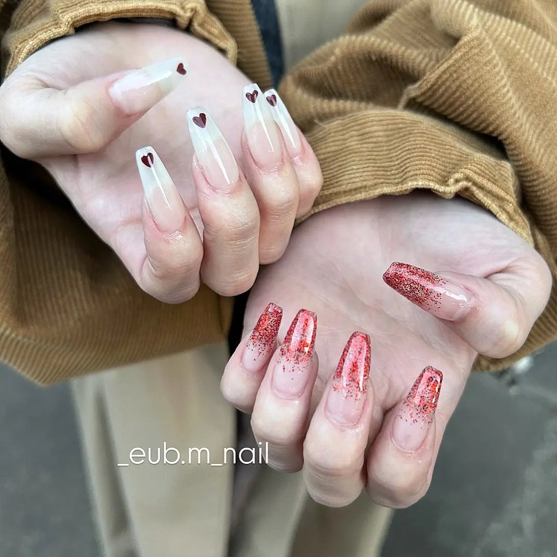 ネイル ハート ハンドネイル 深夜ネイルサロン eub.m_nailのネイルデザイン