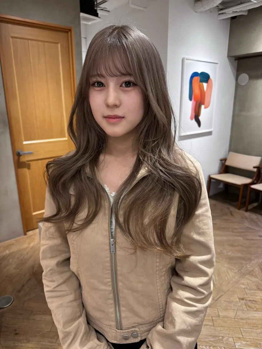 セミロング カラー 縮毛矯正特化型美容師 名古屋LORENハダのヘアスタイル