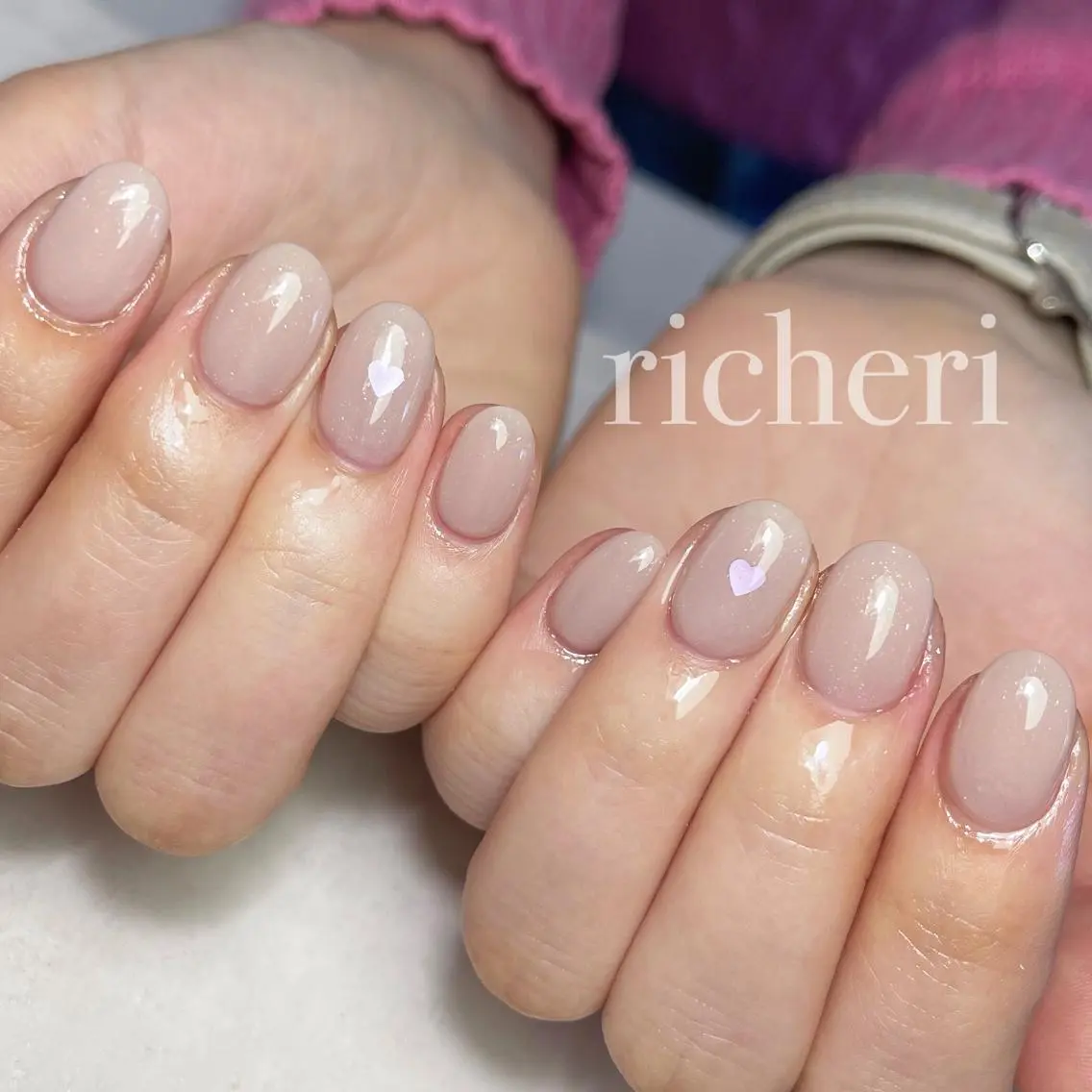 ミディアム ネイル 韓国風ヘア アートネイル フラッシュネイル フレンチネイル ジェルネイル ハンドネイル richeri beautyのネイルデザイン