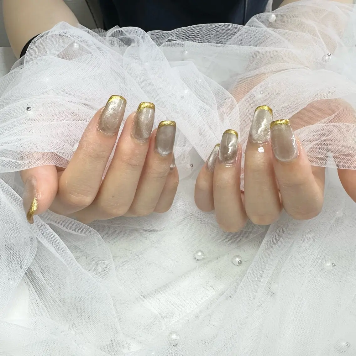 ネイル フレンチネイル キラキラネイル ミラーネイル ハンドネイル niko nailのネイルデザイン