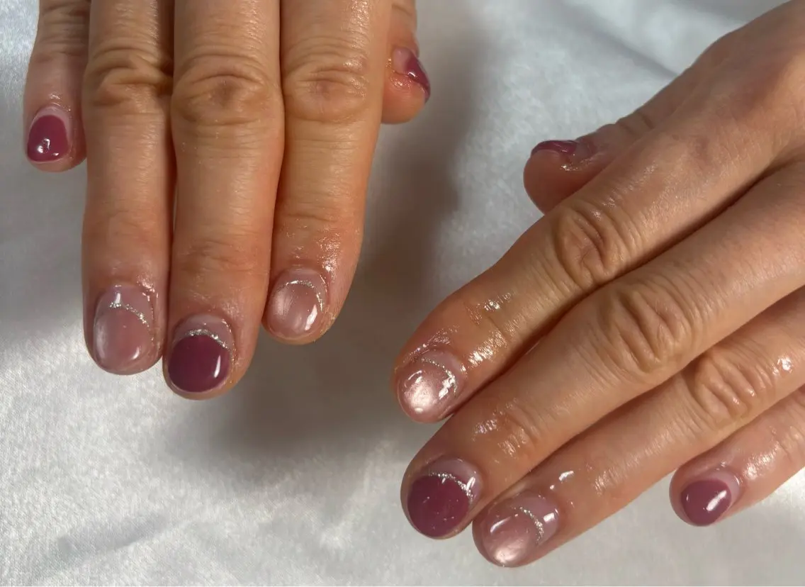 ネイル オーロラネイル 桜ネイル フラワーネイル フットネイル フレンチネイル kiki nail たまプラーザのネイルデザイン