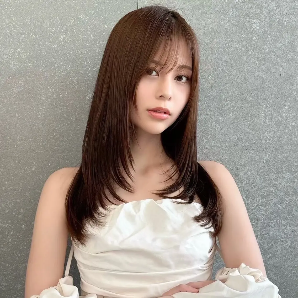 セミロング カット ヘアカラー トリートメント 韓国レイヤー/顔周り /髪質改善/林のヘアスタイル