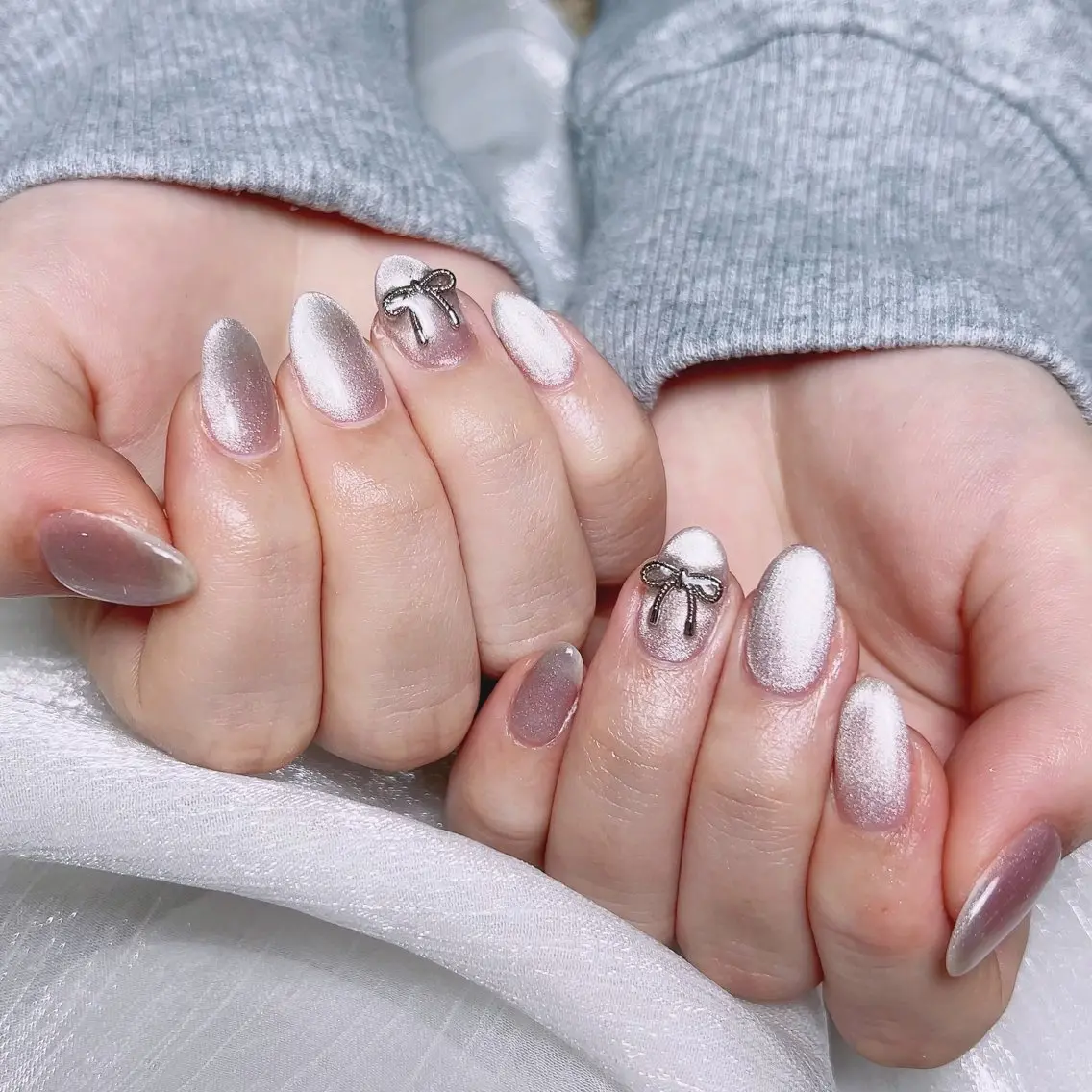 メンズ ネイル メンズ韓国風 アートネイル オーロラネイル ガーリー キラキラネイル ハンドネイル Nail salon 木にいるのネイルデザイン