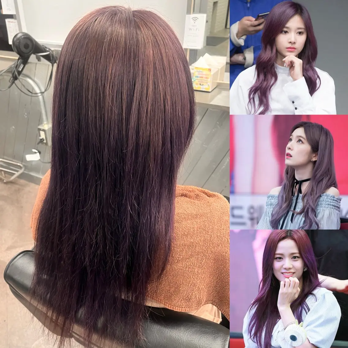 ロング カラー ブリーチ パープルカラー ヘアカラー CORE もえかのヘアスタイル