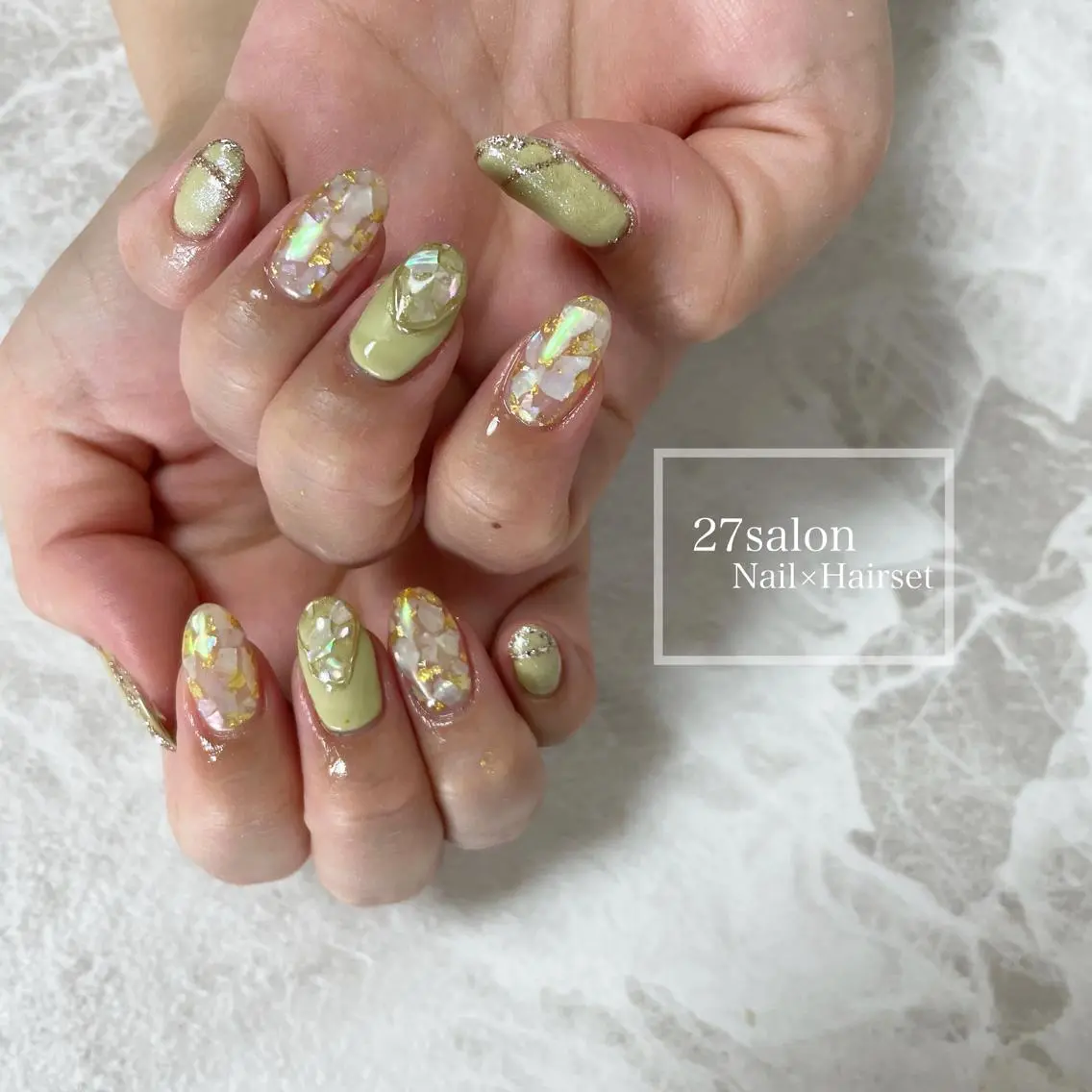 ネイル ピスタチオネイル 夏ネイル 27salon yuinaのネイルデザイン