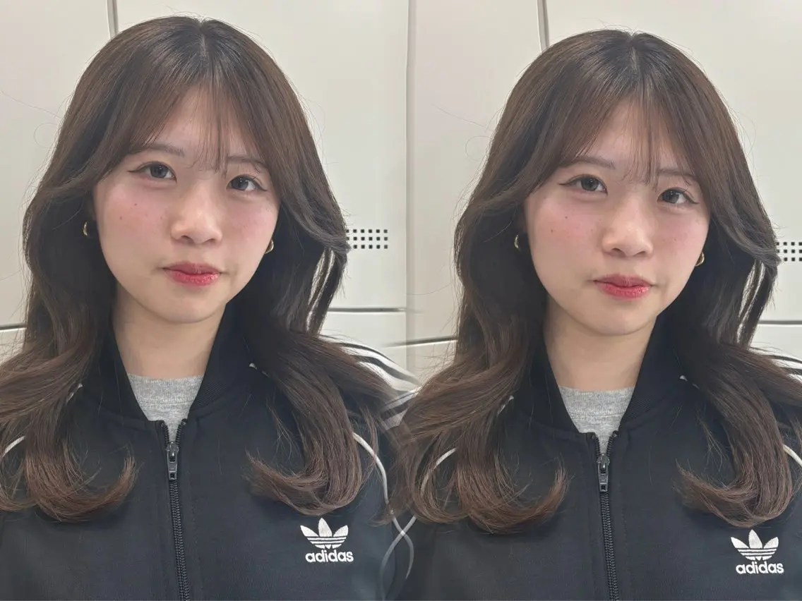 ロング ボブ 髪質改善 縮毛矯正 酸性ストレート カット ヘアカラー トリートメント 顔まわりレイヤー/諒 オリーブカラー/天神のヘアスタイル