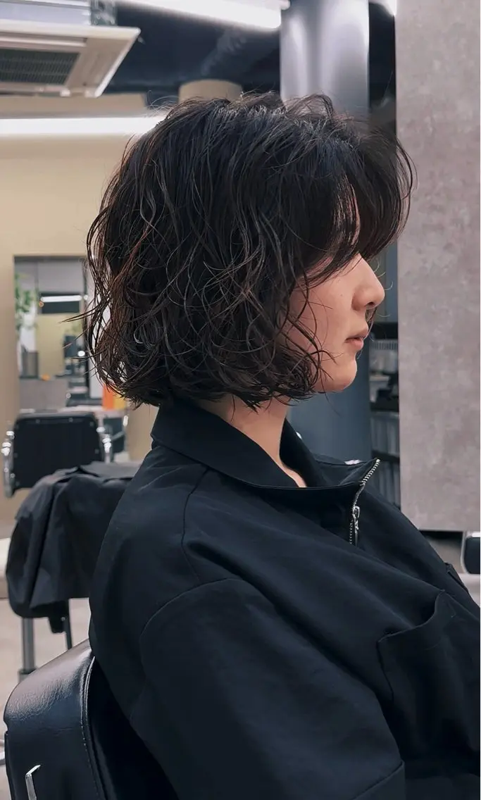 ショート パーマ ボブ カット パーマ 堀合駿輔/パーマ/ 波巻き/縮毛/ボブのヘアスタイル