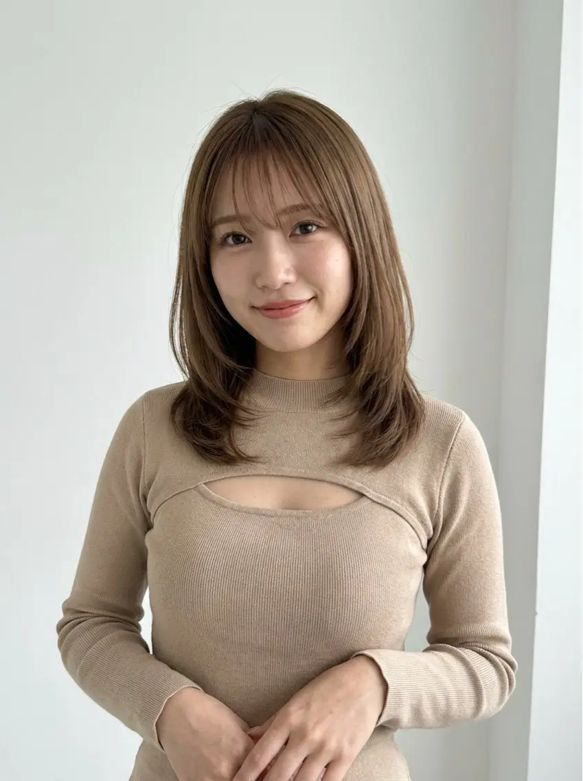 ミディアム カット ヘアカラー カットモデル募集 🦊ᩚここねのヘアスタイル