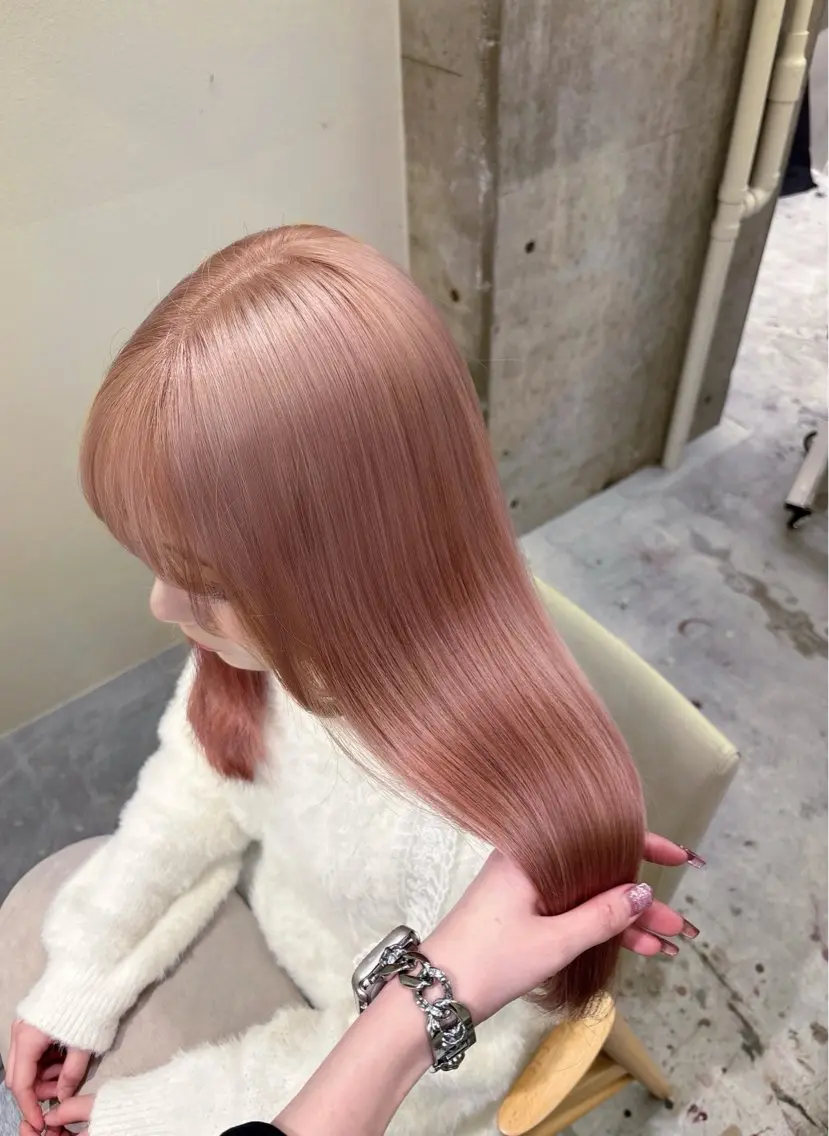 ロング カラー ベージュカラー ピンクカラー ピンクベージュ ヘアカラー 名駅/GEM lit risaのヘアスタイル