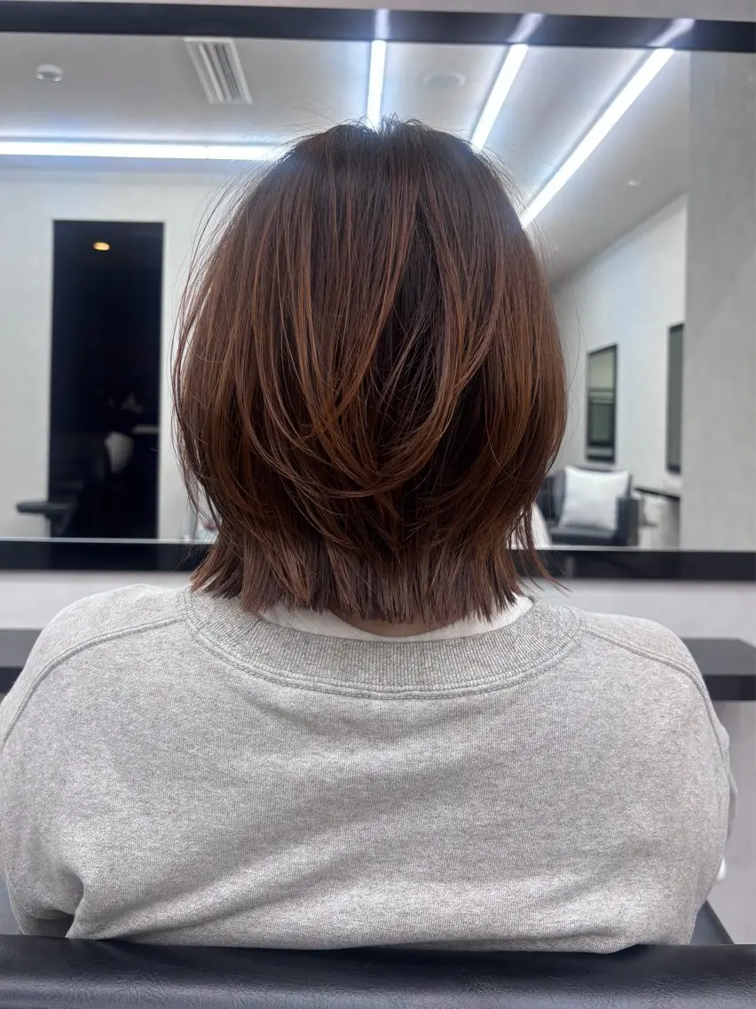 ショート ボブ レイヤーカット 福島 あいりのヘアスタイル