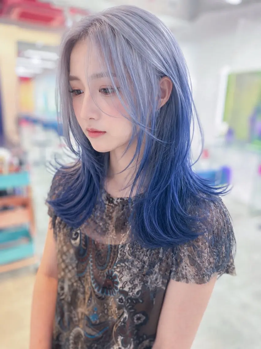 ミディアム カラー ブリーチ ブルーカラー ヘアカラー BOXmico. 南堀江　宇都宮のヘアスタイル
