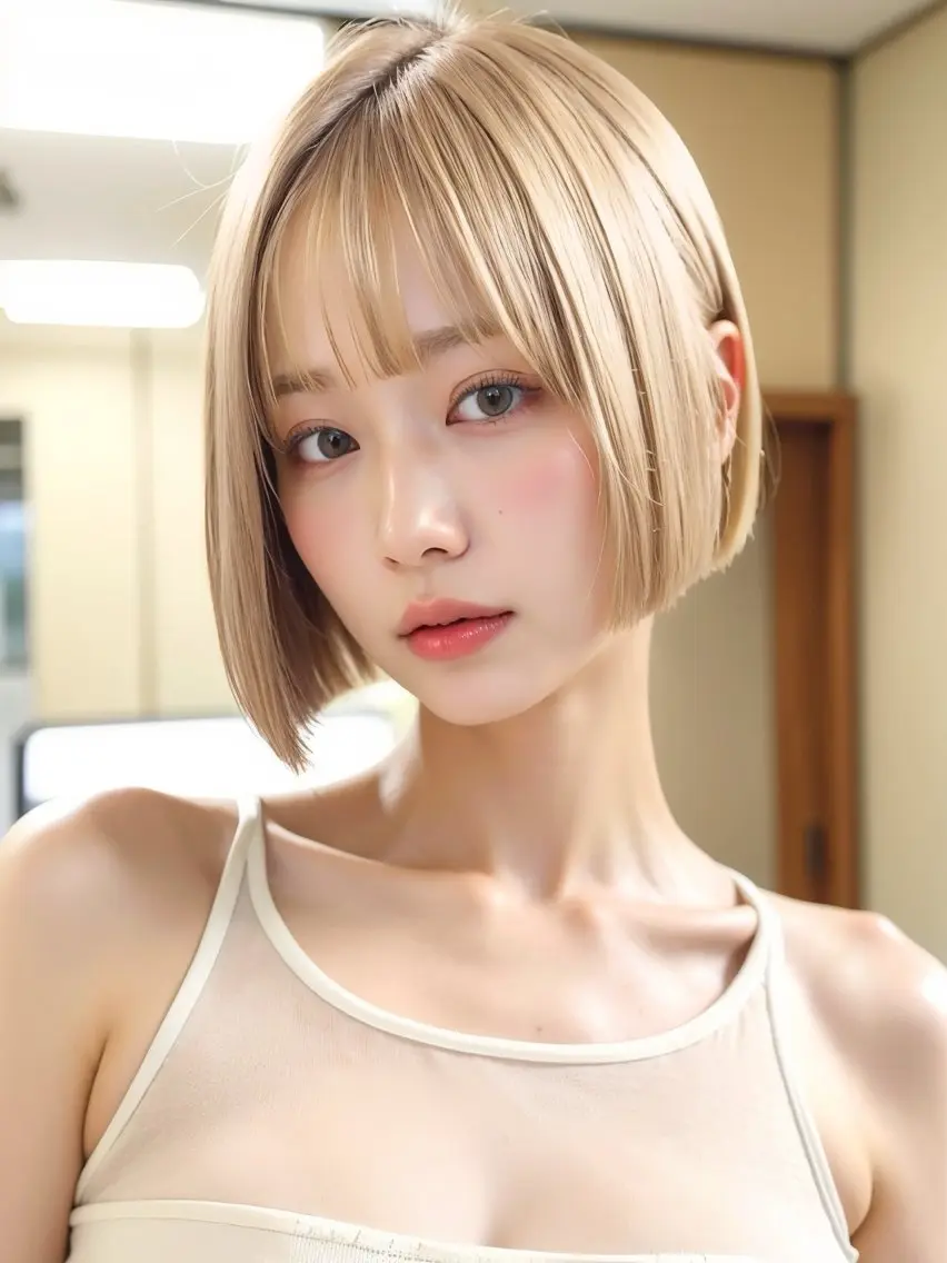 ミディアム ハイライト 髪質改善 韓国風ヘア レイヤーカット 縮毛矯正 ヘアカラー 髪質改善/レイヤー/ ショート/koshiのヘアスタイル