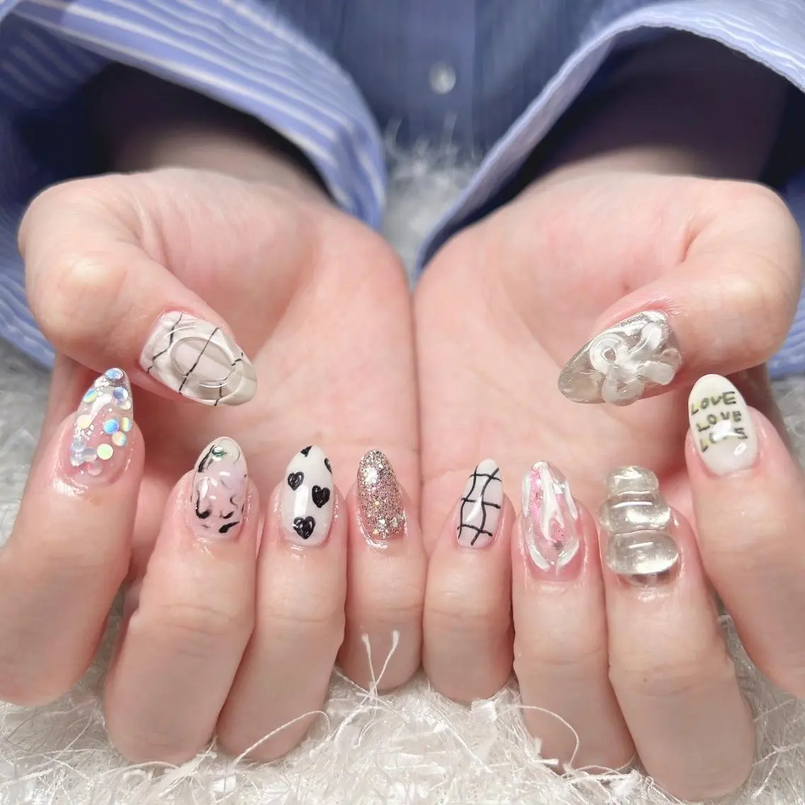 ネイル 長さ出し フレンチネイル ジェルネイル グラデーション 韓国ネイル ハンドネイル Nail&eye Belire 新宿のネイルデザイン