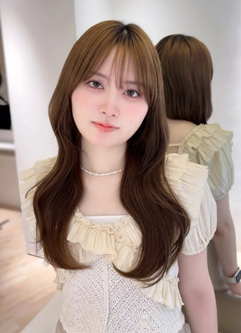 ロング カラー ヘアカラー ParveMix 岡本えりかのヘアスタイル