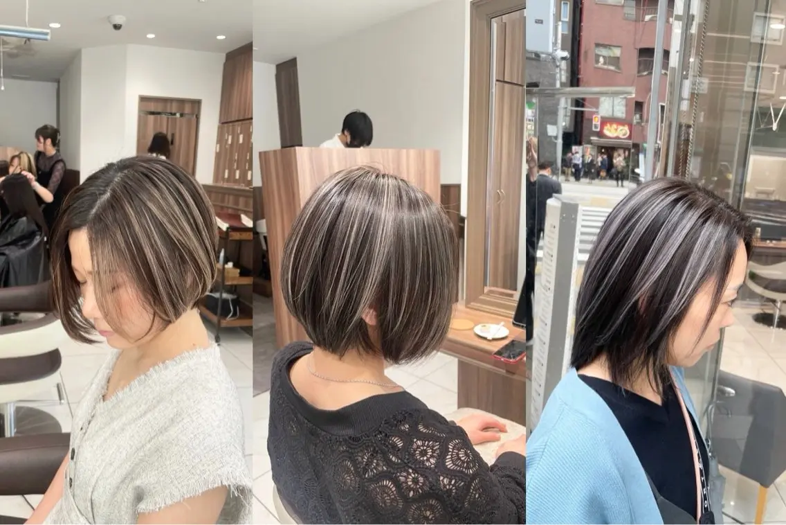 ショート カラー バレイヤージュ ハイライトカラー ハイライト レイヤーカット カット ヘアカラー 🇰🇷韓国ヘア★ 副店長.쿠리타⭐︎のヘアスタイル
