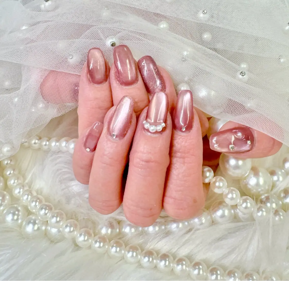 ネイル フレンチネイル ジェルネイル ガラスフレンチ 韓国ネイル パラジェル Queeens nailのネイルデザイン