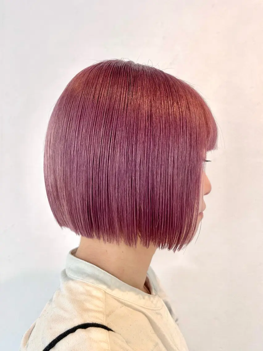 ミディアム カラー ラベンダーカラー ピンクカラー ピンクラベンダー ボブ カット ヘアカラー トリートメント ハイライト/レイヤー /艶髪/吉田愛望のヘアスタイル
