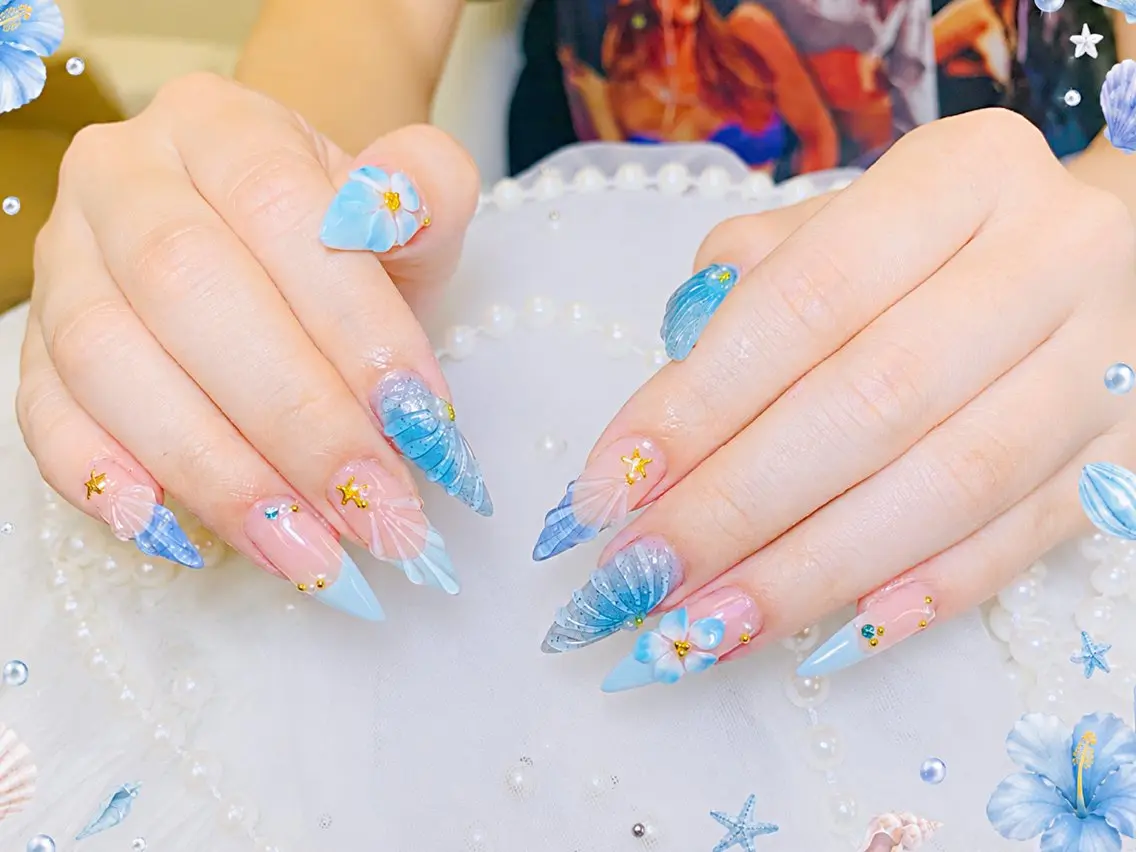 ネイル チークネイル 長さ出し フラッシュネイル フレンチネイル グラデーション ハンドネイル AN NAIL SALONのネイルデザイン