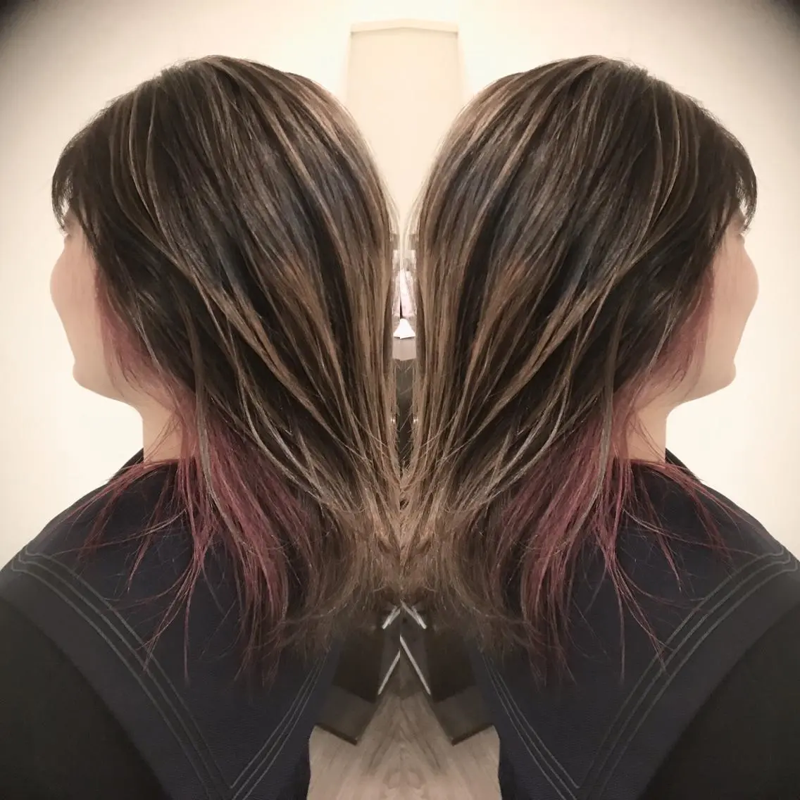 ミディアム カラー バレイヤージュ インナーカラー レイヤーカット VERDA KENのヘアスタイル