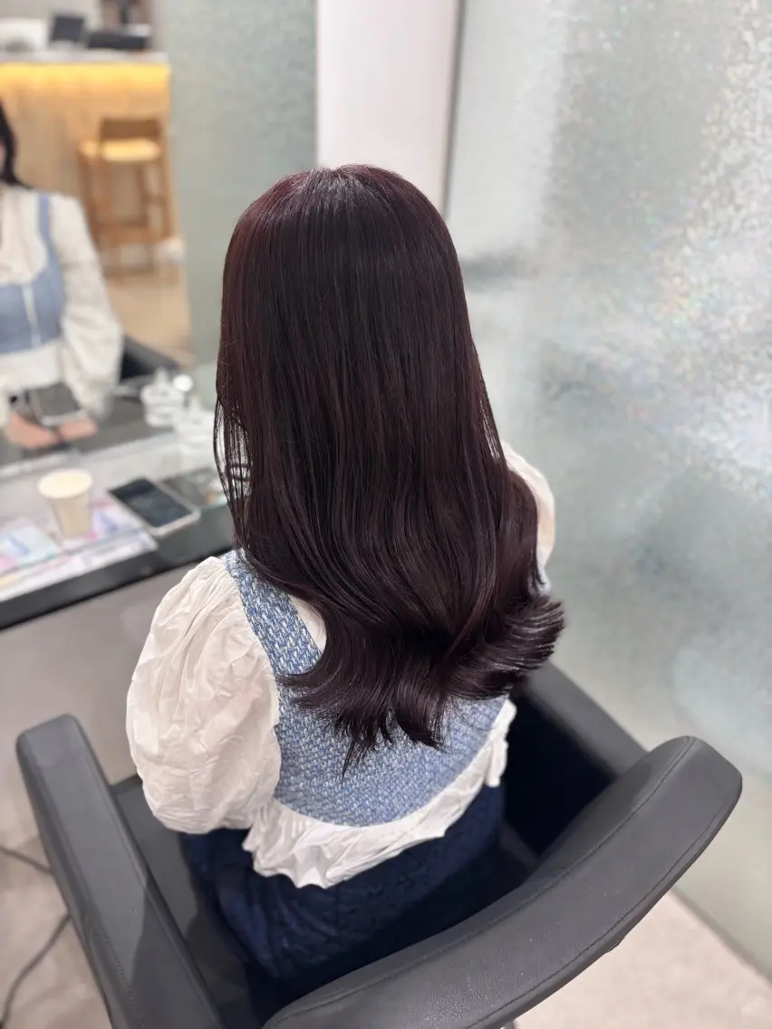 ロング ヘアカラー ヘアセット Yuzu️🫧/艶髪 カラー/韓国ヘアのヘアスタイル