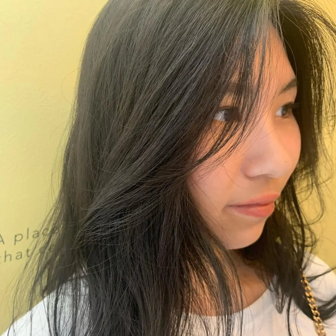 セミロング カラー 透明感カラー シルバー うざバング ハブヘアー ハブヘアーのヘアスタイル