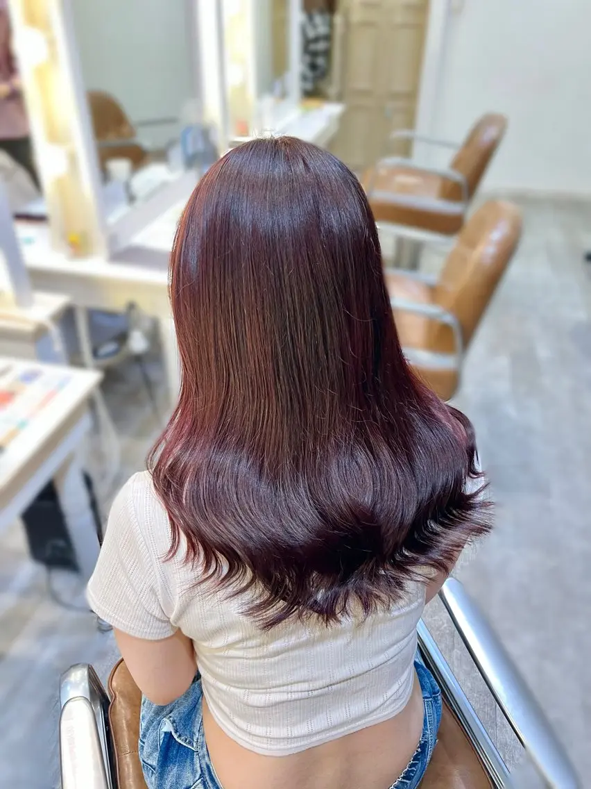 カラー レッドカラー エクステ🎀 暖色カラー🎀amiのヘアスタイル
