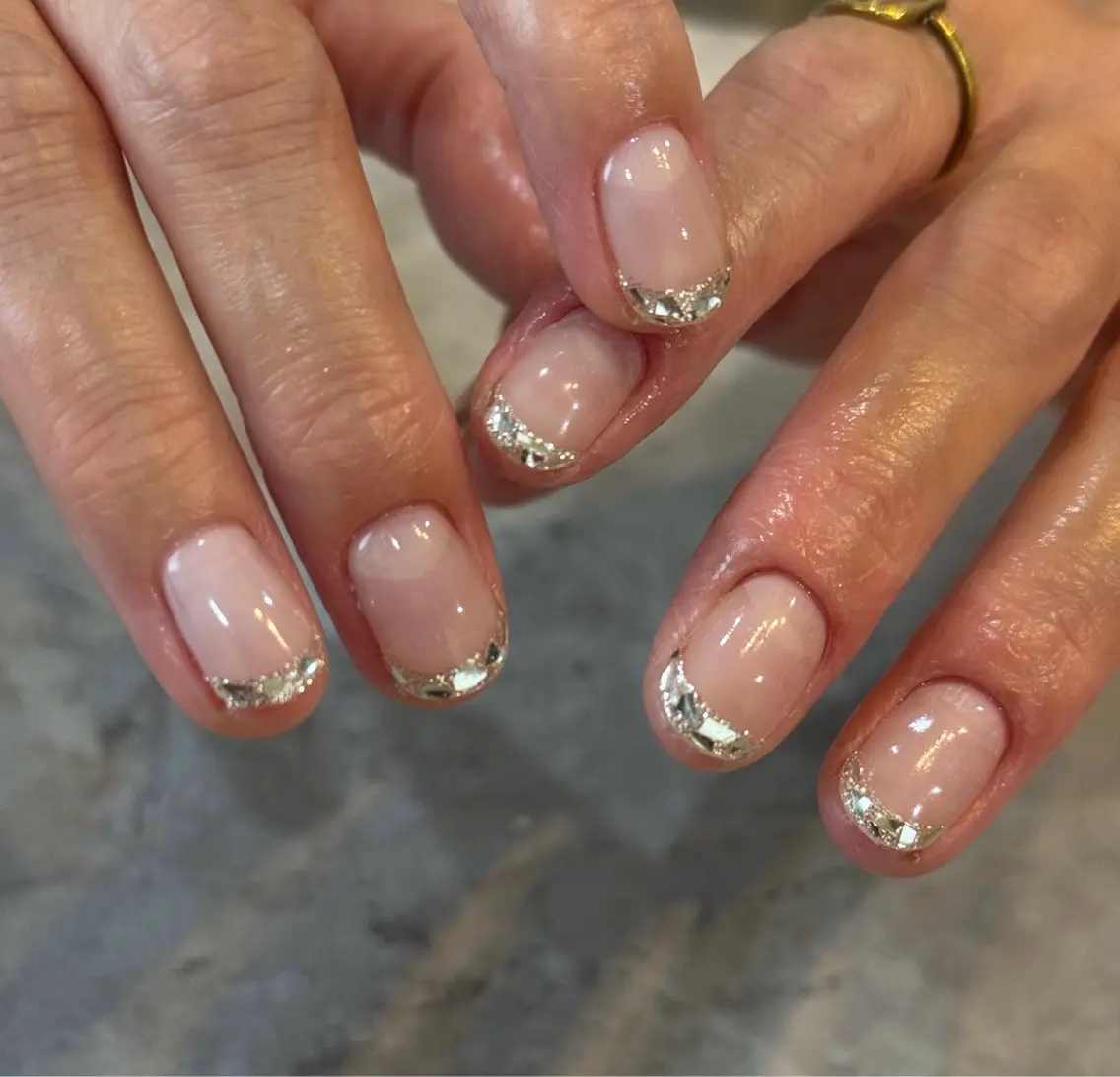 ネイル フレンチネイル ガラスフレンチ ハンドネイル Blé nailのネイルデザイン