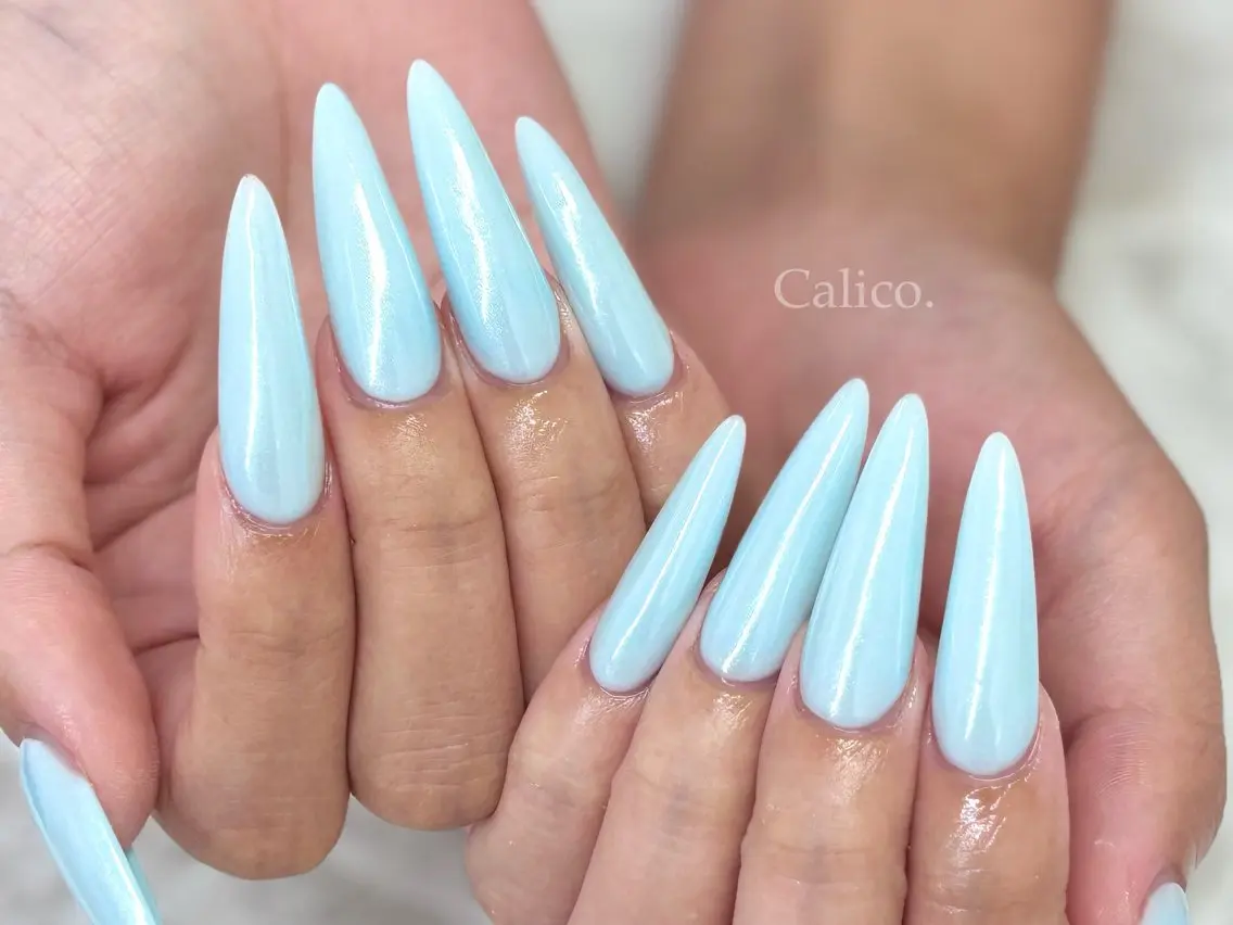 ネイル ミラーネイル ホワイト Calico. 宇土のネイルデザイン