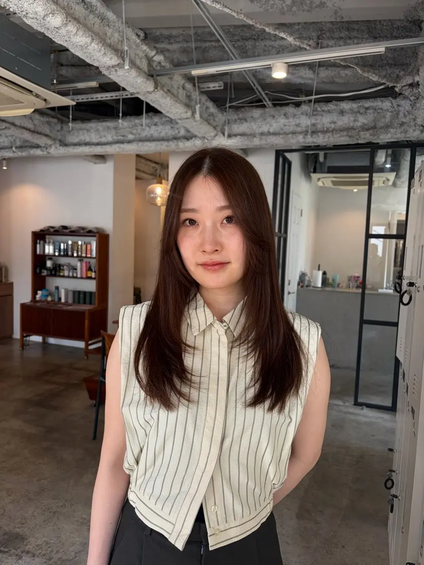 セミロング カット ヘアカラー 縮毛矯正 トリートメント 🧣misaki 🧣のヘアスタイル