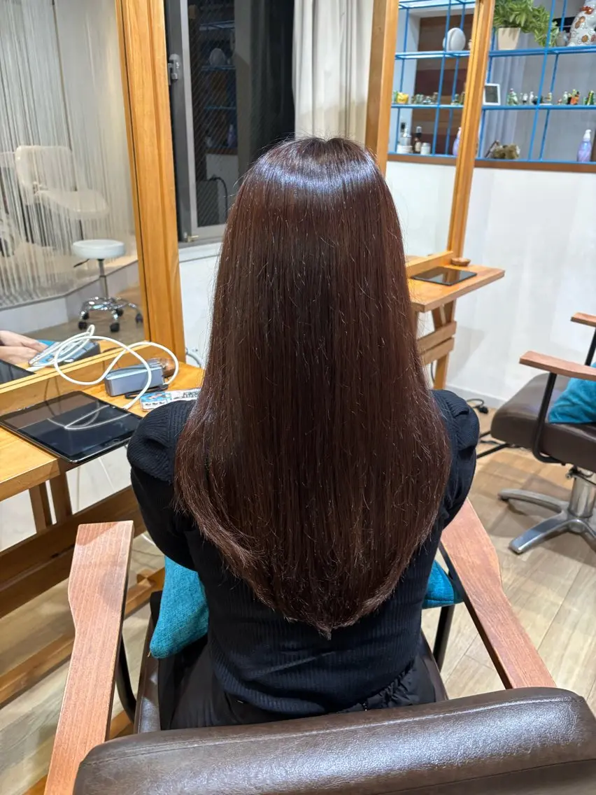 ロング カラー ピンクカラー トリートメント RINNO🌷透明感 カラー/髪質改善のヘアスタイル