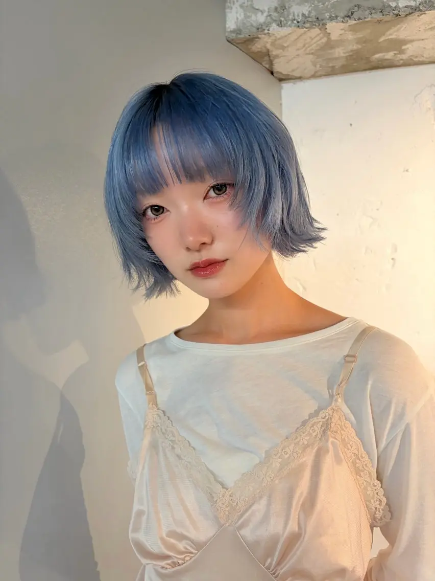 ショート カラー ボブ 顔周りカット レイヤーカット ヘアカラー 浅井 花音のヘアスタイル