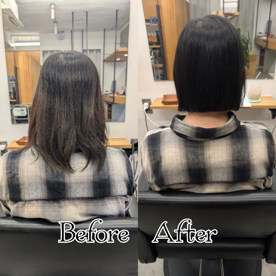 ショート カラー 切りっぱなしボブ ボブ カット ヘアカラー トリートメント R hair🧡 伊藤美和🤎のヘアスタイル