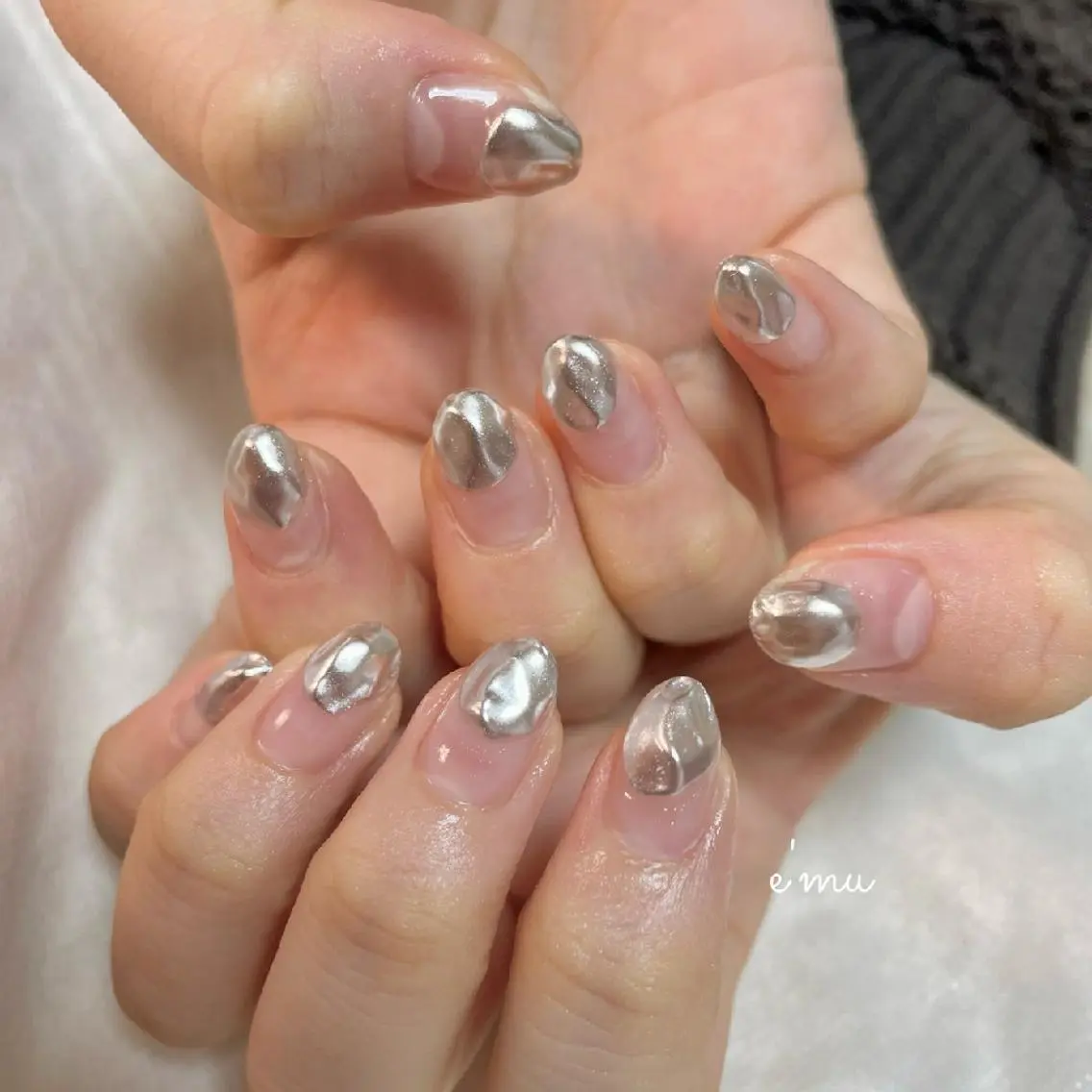 ネイル ミラーネイル ニュアンスネイル ハンドネイル nail salon e'mu💐のネイルデザイン