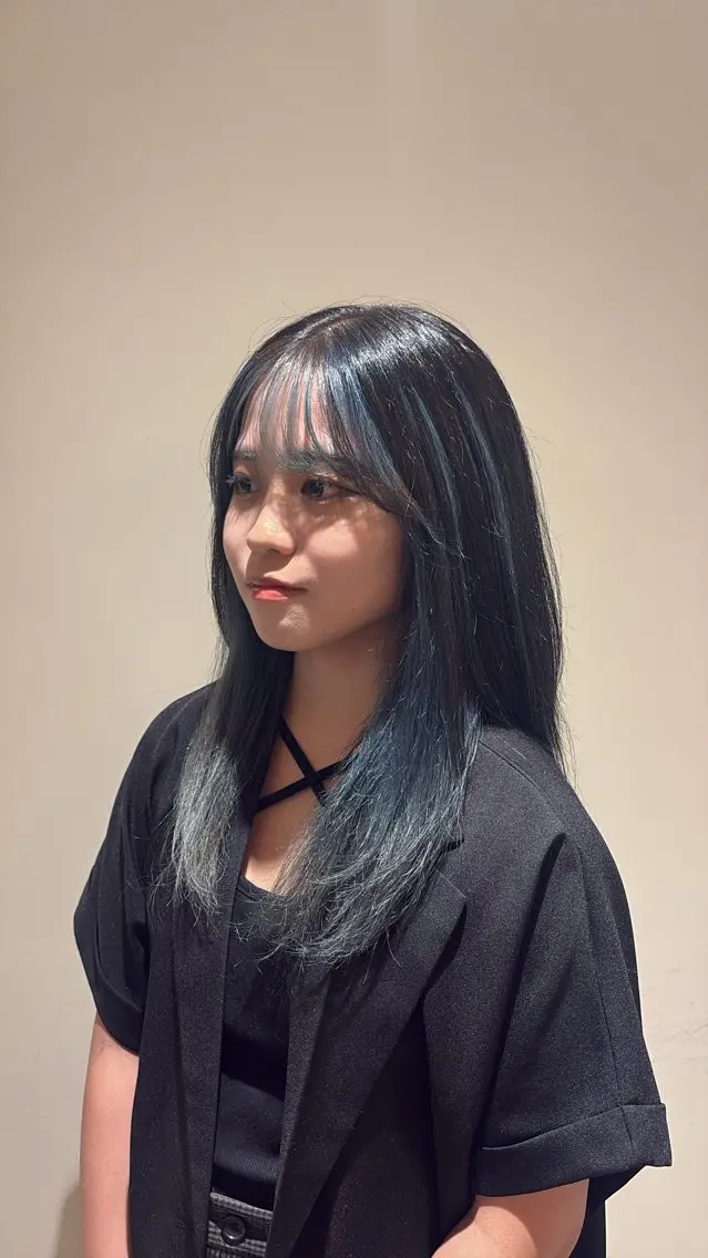 ロング ヘアカラー こすげ あさみのヘアスタイル