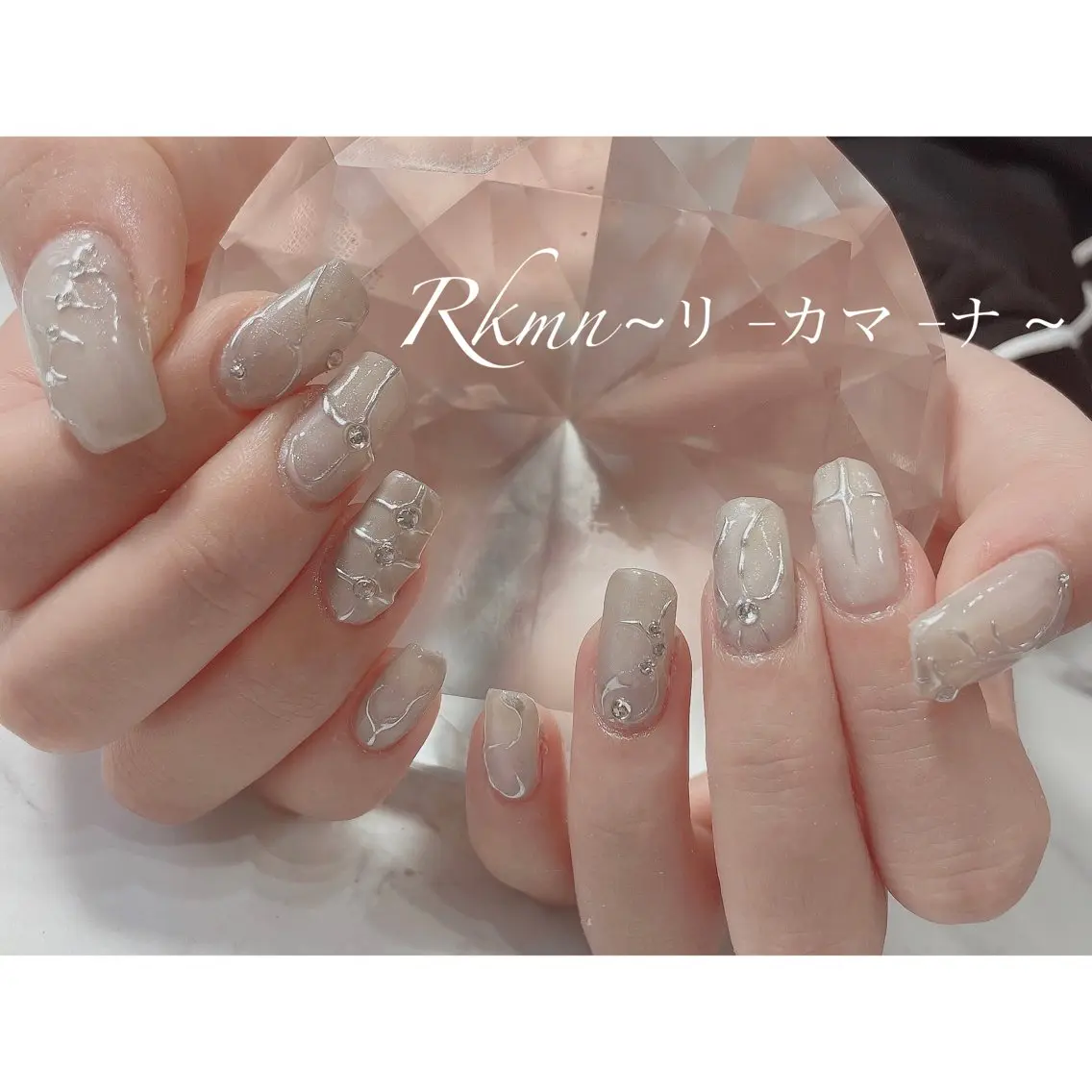 ネイル アートネイル ミラーネイル シルバー 春ネイル ハンドネイル フットネイル ハンドケア Rkmn ~リ-カマ-ナ~のネイルデザイン