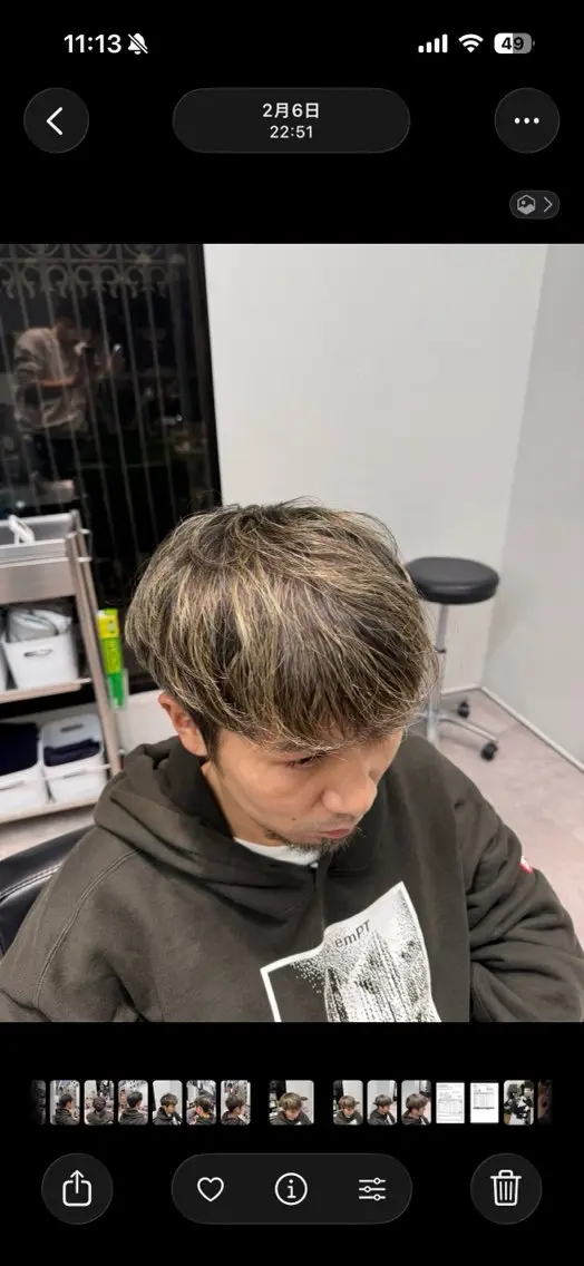 カラー 黒髪 ハイライトカラー ヘアカラー トリートメント 北村 岳久翔のヘアスタイル