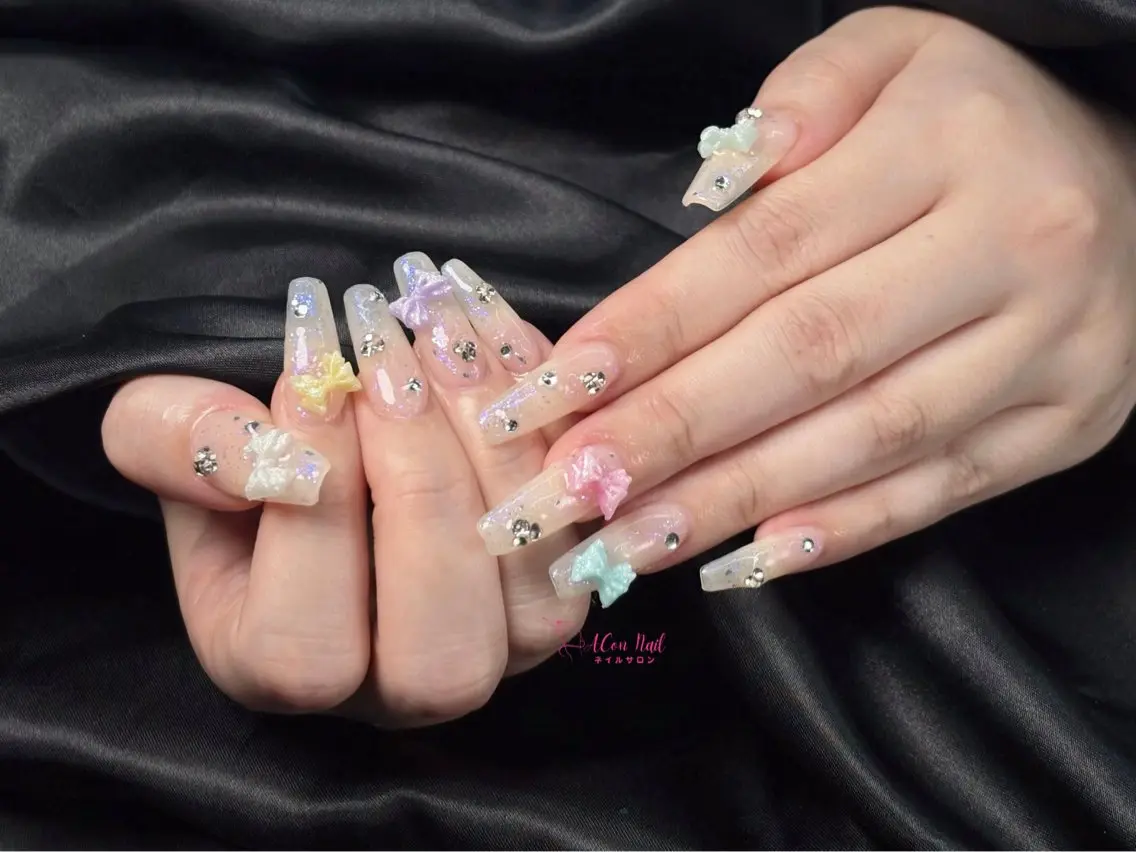 ネイル 桜ネイル 長さ出し フラワーネイル フレンチネイル ジェルネイル ハンドネイル ACon NailSalonのネイルデザイン