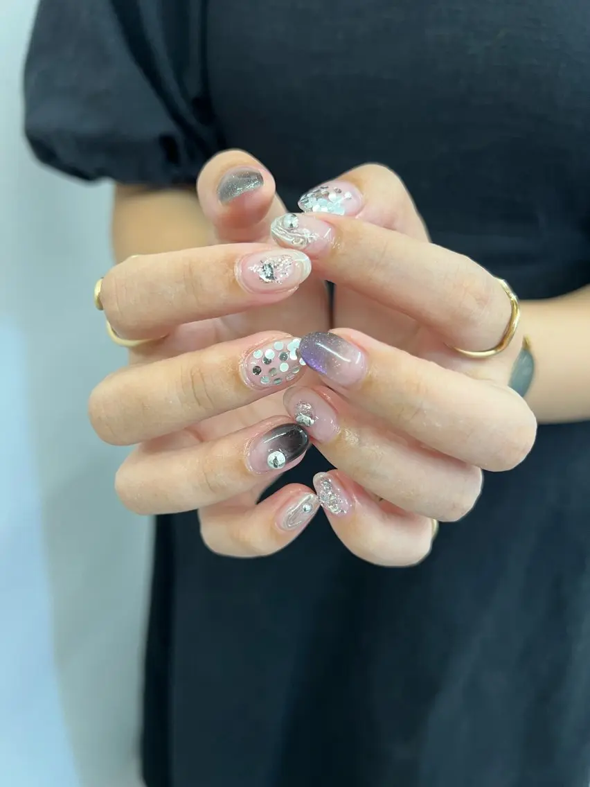 ネイル クリアネイル ジェルネイル マグネットネイル ニュアンスネイル パラジェル Bana_ Nailのネイルデザイン