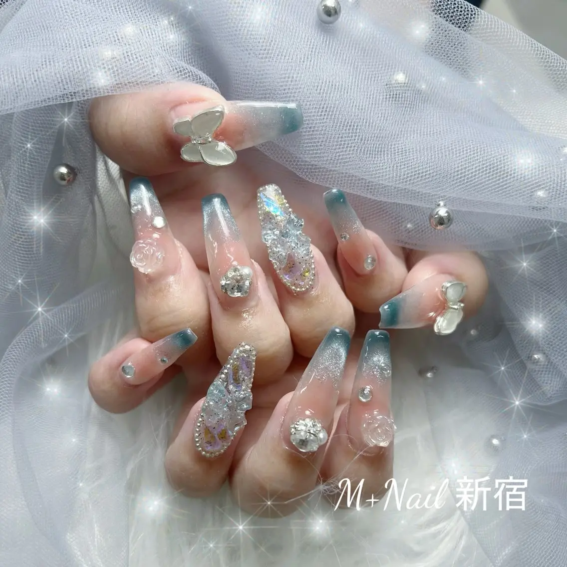 ロング ハンドネイル M+Nail 新宿のネイルデザイン