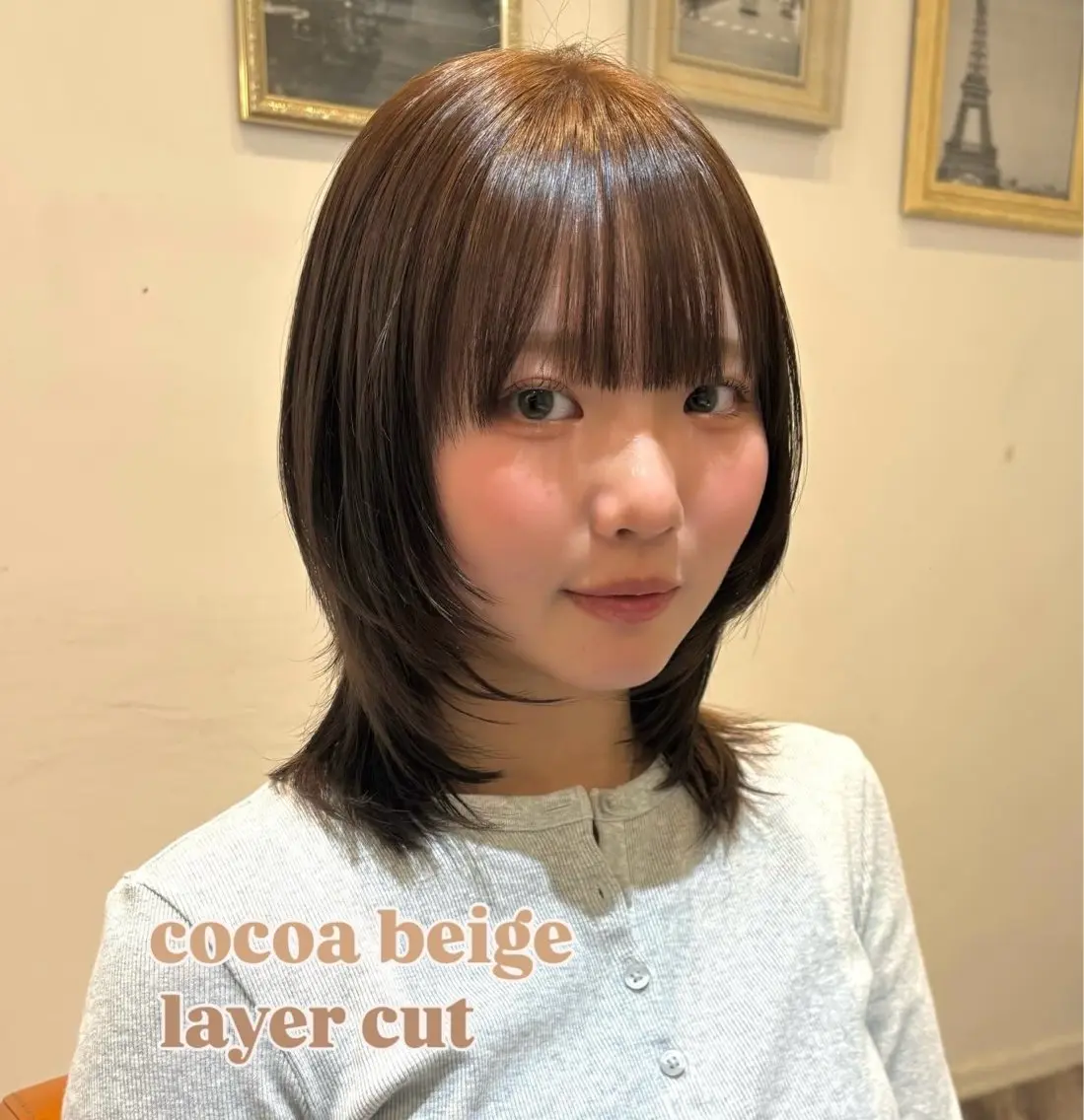 ミディアム カラー ベージュカラー ココアベージュ レイヤーカット カット ヘアカラー トリートメント 🎼レイヤー/透明感 カラー/nene♬のヘアスタイル